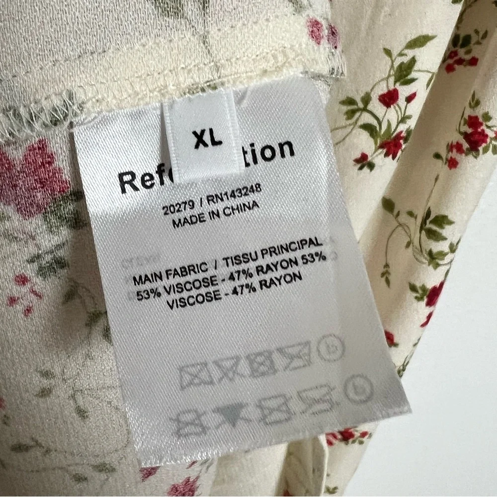 Reformation Marlowe Cream Red Floral Slip Mini Dress Size XL - Picture 5 of 7